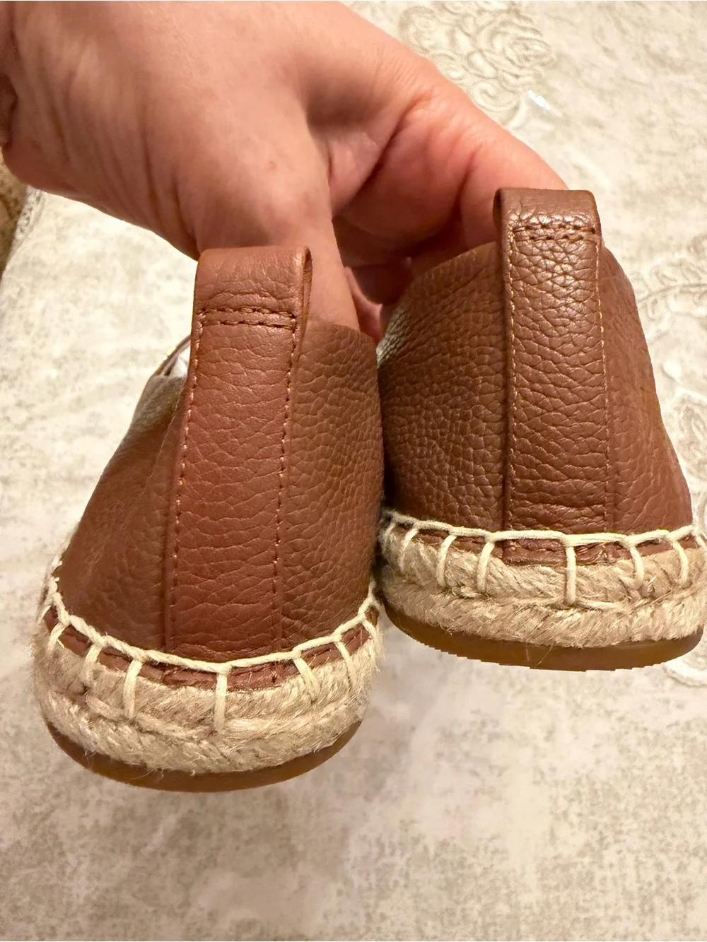 Ralph Lauren Women’s Espadrille Slip-On Shoes Brown Leather Look Size 9 NWOB